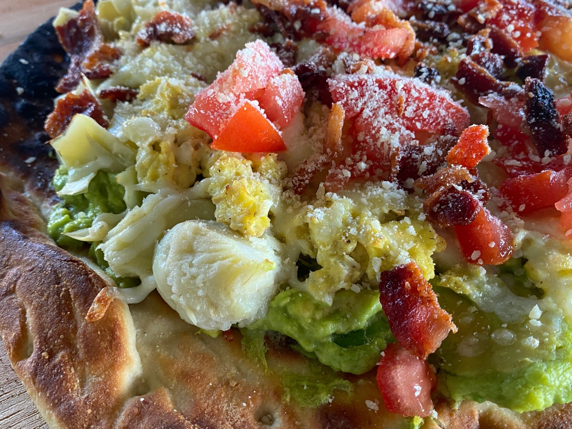 Avocado Scrambled Egg Breakfast Pizza