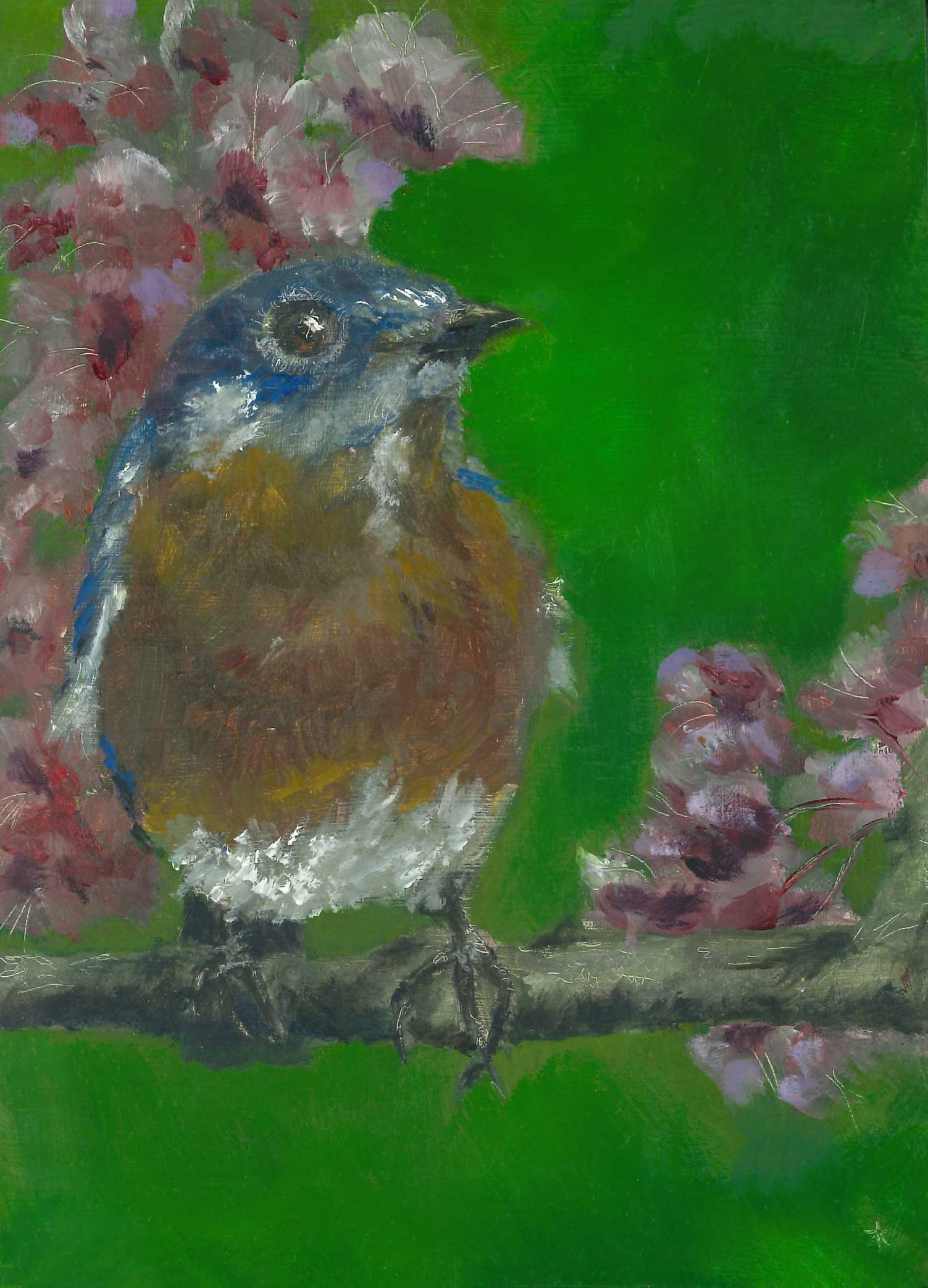 Spring Blooms Bluebird Painting